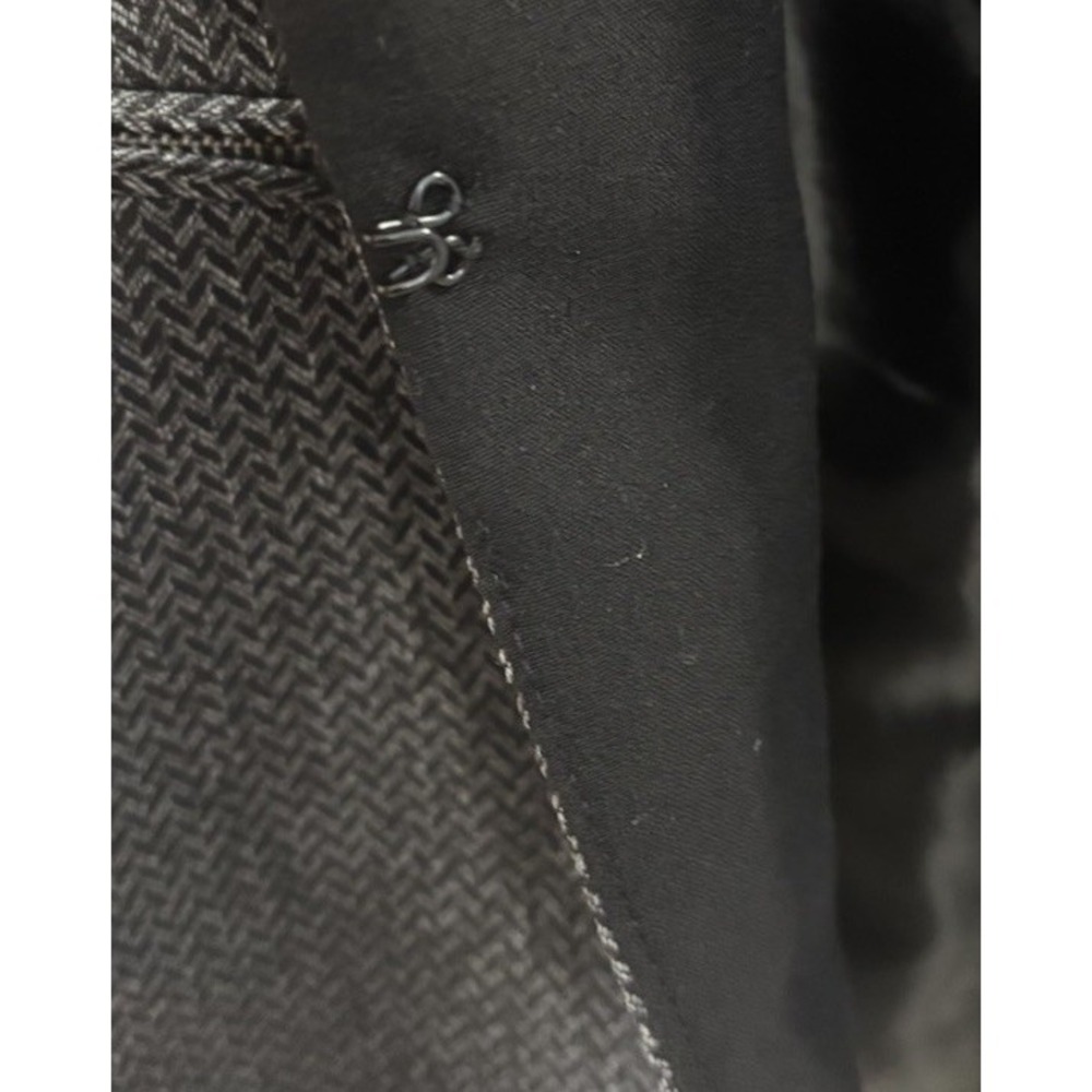 Tahari ASL Petite 8P Grey Herringbone Tuxedo Blazer Ruched Sleeve Zipper‎ Accent - Picture 10 of 13